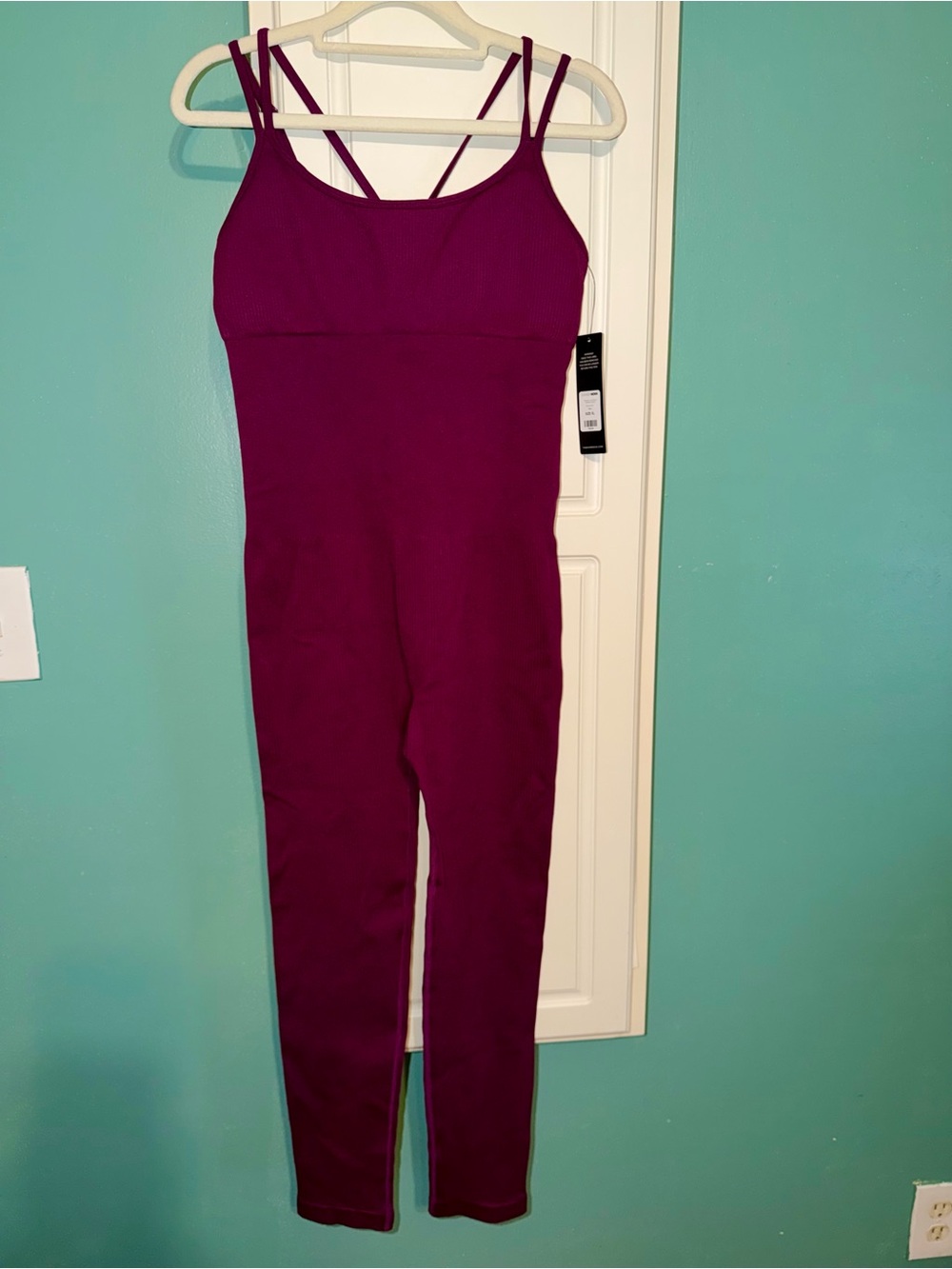 Fashion Nova Double-Strap Plum Activewear Jumpsuit